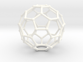 0369 Truncated Icosahedron V&E (a=1cm) #002 in White Processed Versatile Plastic