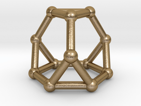 0371 Truncated Tetrahedron V&E (a=1cm) #002 in Polished Gold Steel