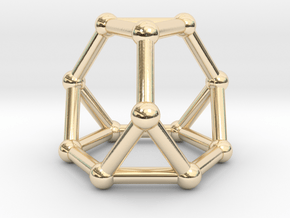 0371 Truncated Tetrahedron V&E (a=1cm) #002 in 14k Gold Plated Brass