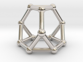 0371 Truncated Tetrahedron V&E (a=1cm) #002 in Rhodium Plated Brass