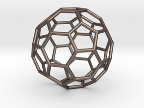 0269 Truncated Icosahedron E (a=1cm) #001 in Polished Bronzed Silver Steel