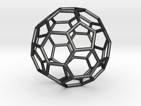 0269 Truncated Icosahedron E (a=1cm) #001 in Polished and Bronzed Black Steel