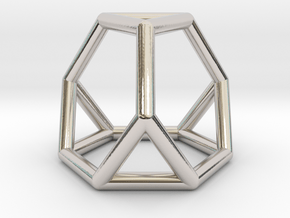 0267 Truncated Tetrahedron E (a=1cm) #001 in Rhodium Plated Brass