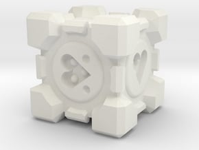 Weighted Companion Cube Dice in White Natural Versatile Plastic