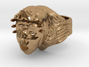 Woman/Medusa Mythology screaming custom ring  in Polished Brass