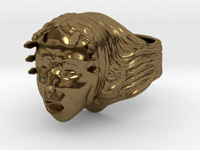 Woman/Medusa Mythology screaming custom ring  in Polished Bronze