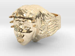 Woman/Medusa Mythology screaming custom ring  in 14k Gold Plated Brass