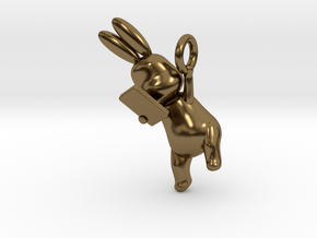 Phoneholic Rabbit Pendant in Polished Bronze