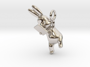 Phoneholic Rabbit Pendant in Rhodium Plated Brass