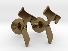 Hebrew Monogram Cufflinks - Devorah & Joey in Polished Bronze