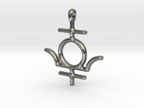 MERCURY Symbol Jewelry Pendant in Fine Detail Polished Silver
