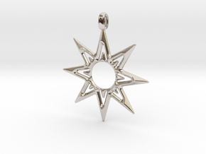 STAR OF VENUS Jewelry Symbol Pendant. in Rhodium Plated Brass
