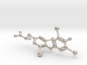 Levothyroxine (L-thyroxine, T4) Molecule in Rhodium Plated Brass