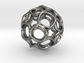 Truncated icosahedron 2CM in Polished Silver