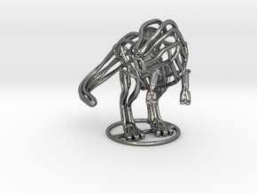 T-Rex Wireframe  in Fine Detail Polished Silver