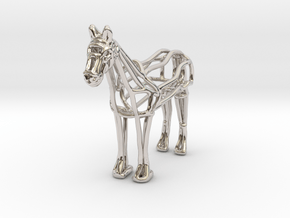 Horse Wireframe keychain in Rhodium Plated Brass