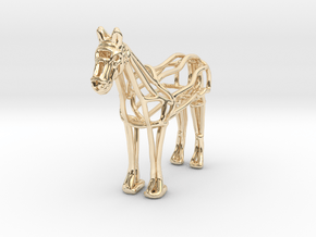 Horse Wireframe keychain in 14K Yellow Gold
