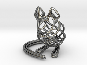 Mouse Wireframe keychain in Fine Detail Polished Silver