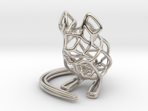 Mouse Wireframe keychain in Rhodium Plated Brass