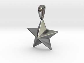 Star Pendant Necklace in Fine Detail Polished Silver
