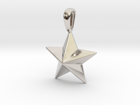 Star Pendant Necklace in Rhodium Plated Brass