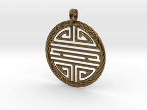 Shou Symbol Jewelry Pendant in Polished Bronze
