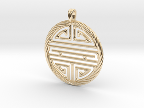Shou Symbol Jewelry Pendant in 14k Gold Plated Brass