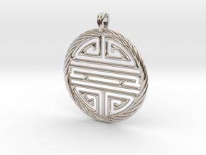 Shou Symbol Jewelry Pendant in Rhodium Plated Brass
