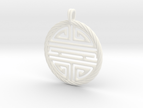 Shou Symbol Jewelry Pendant in White Processed Versatile Plastic