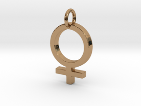 Female Gender Symbol Personalized Monogram Pendant in Polished Brass