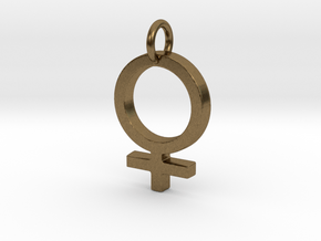 Female Gender Symbol Personalized Monogram Pendant in Natural Bronze