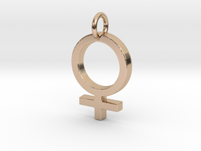 Female Gender Symbol Personalized Monogram Pendant in 14k Rose Gold