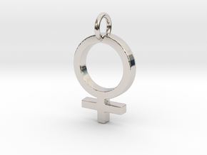 Female Gender Symbol Personalized Monogram Pendant in Platinum