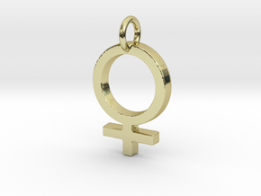 Female Gender Symbol Personalized Monogram Pendant in 18k Gold Plated Brass