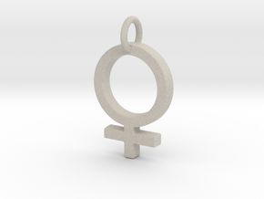 Female Gender Symbol Personalized Monogram Pendant in Natural Sandstone