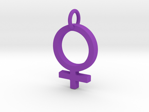 Female Gender Symbol Personalized Monogram Pendant in Purple Processed Versatile Plastic