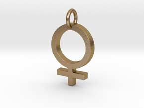 Female Gender Symbol Personalized Monogram Pendant in Polished Gold Steel