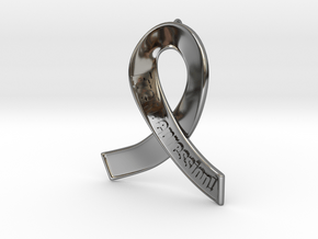 Silver Ribbon Against Depression in Fine Detail Polished Silver