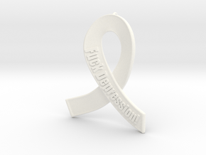 Silver Ribbon Against Depression in White Processed Versatile Plastic