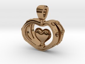 Heart in the Heart pendant v.2 in Polished Brass