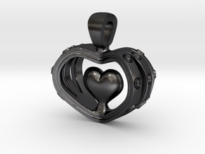 Heart in the Heart pendant v.2 in Polished and Bronzed Black Steel