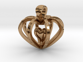 Heart in the Heart pendant in Polished Brass