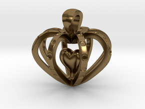 Heart in the Heart pendant in Polished Bronze