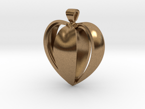 Heart pendant v.1 in Natural Brass