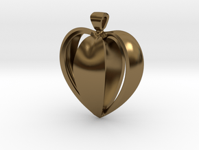 Heart pendant v.1 in Polished Bronze