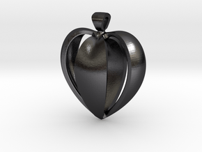 Heart pendant v.1 in Polished and Bronzed Black Steel