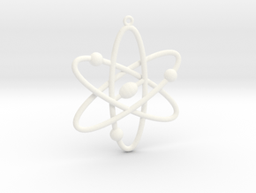 Atom Keychain or Pendant in White Processed Versatile Plastic