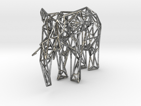 Low Poly Elephant in Fine Detail Polished Silver