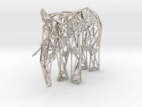 Low Poly Elephant in Rhodium Plated Brass