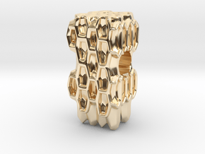 Honeycomb European Charm Bracelet Bead in 14k Gold Plated Brass